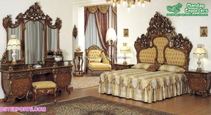 Juego de Muebles de Dormitorio Modernos de Madera de Teca de Primera Calidad con Diseño Tallado en Oro, Tamaño y Color Personalizables - Product Image 2