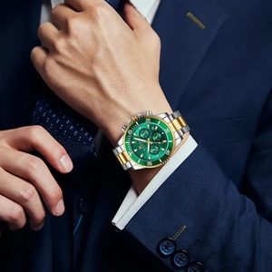 Orologio da <span class=keywords><strong>Uomo</strong></span> VA VA VOOM 2761 Multifunzionale alla Moda con Quadrante Verde Oro in Acciaio Inossidabile 3Bar - Product Image 5