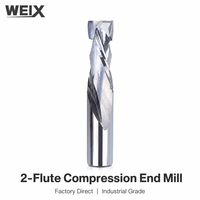 WEIX Fraise à compression à deux dents en carbure monobloc, à coupe ascendante et descendante, pour routeur CNC, pour le travail du bois