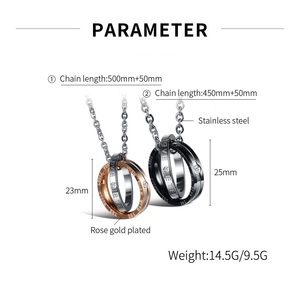 Collar con Colgante de Anillo Doble Entrelazado Personalizado, Juego de Joyería de Acero Inoxidable Atemporal para Parejas, Venta al por Mayor para Regalos para Él y para Ella - Product Image 5