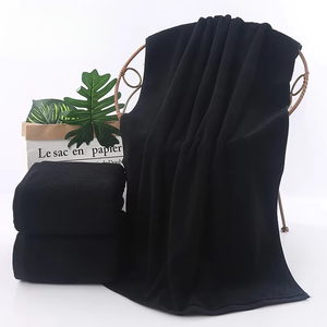 Serviette <span class=keywords><strong>de</strong></span> <span class=keywords><strong>bain</strong></span> en coton pur noir <span class=keywords><strong>70x140</strong></span> cm, séchage rapide, écologique, épaisse, absorbante, pour hôtel, spa, fitness, vente en gros - Product Image 1