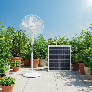 مروحة أرضية تعمل بالطاقة الشمسية مقاس 16 بوصة مع تعديل متعدد السرعات، متعددة الوظائف للاستخدام الخارجي - Product Image 1