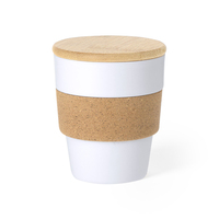 Tasse à café réutilisable en paille de blé de 350 ml avec couvercle en bambou et bouchon en liège, biodégradable, 12 oz, en plastique PP avec couvercle en bambou et bouchon en liège