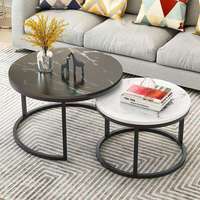 Table basse moderne en métal avec plateau en dalle de roche pour hôtel, salon ou maison