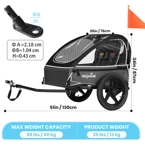 <span class=keywords><strong>Remorque</strong></span> de vélo pour enfants EU Ship Sepnine BT609 avec pneu amortisseur respirant, pliable et sécuritaire, espace de rangement - Product Image 3