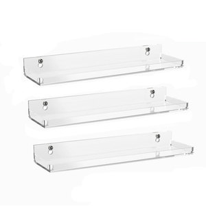 Custom Made Clear <strong>Wall</strong> Shelf Acrylic <strong>Display</strong> Shelving <strong>Unit</strong> with Open Shelf Ends - Product Image 1