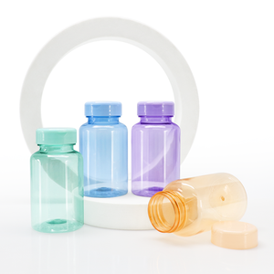 150ML Colorful Pink Orange Purple Blue Green PET Cylinder Industrial Use <b>Pill</b> <b>Bottle</b> with Silk Screen Printing Screw Cap - Product Image 2