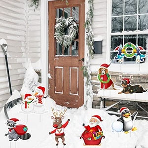 Panneaux publicitaires extérieurs personnalisés de Noël en gros pour entreprises, avec service de découpe pour piquets en H et enseignes de jardin en vrac - Product Image 2