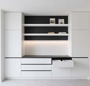 Armoires de cuisine SANTOPOVA de style minimaliste, blanc brillant, éclairage LED dissimulé - Product Image 4