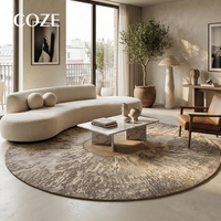 Nouveau style de tapis de chevet en laine personnalisé, design rond de luxe léger pour chambre à coucher et salon