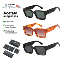 Lunettes de soleil polarisées en acétate pour hommes, tendance, de marque de luxe, protection UV400, monture carrée épaisse noire, logo personnalisé, vente chaude