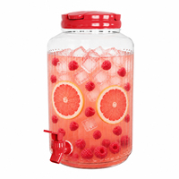 Distributeur de boissons en plastique transparent rose de 4,4 L, distributeur de boissons de 1 gallon pour la cuisine, distributeur en plastique avec robinet pour jus et thé