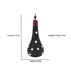 Estatua <span class=keywords><strong>de</strong></span> <span class=keywords><strong>gallo</strong></span> <span class=keywords><strong>de</strong></span> resina, cuello largo, ojo grande, adorno <span class=keywords><strong>de</strong></span> pollo, estilo <span class=keywords><strong>de</strong></span> arte popular para la decoración del patio del hogar y el jardín - Product Image 4