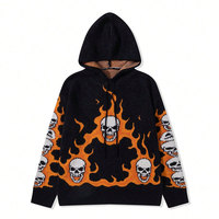 Andrea |   Pull Jacquard à Capuche Cœur Amusant Style Américain pour Homme, Coupe Ample Hip-hop Original, Logo Avant en Acrylique/Polyester/Nylon
