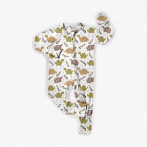 Combinaisons pour bébés imprimées personnalisées avec des motifs d'animaux et de fleurs, pyjamas pour enfants en bas âge, vêtements de nuit en bambou avec fermeture éclair - Product Image 5