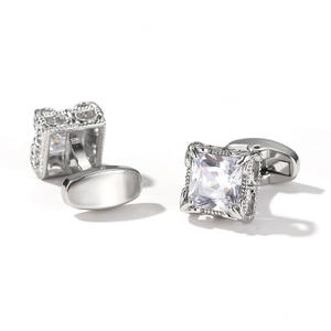 Mancuernillas de Camisa Cuadradas de Plata con Circonita Grande, Estilo Vintage Francés de Lujo, Personalizadas para Hombre, Gran Venta - Product Image 5