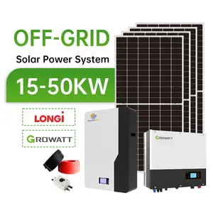 Sistem Energi surya hibrida 50kW 30kW 20kW, sistem tenaga surya tanpa kisi 15kW dengan baterai Lithium