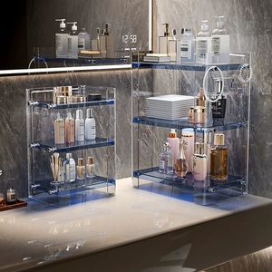 Étagère de rangement pour cosmétiques multifonctionnelle simple et épaisse, rangement de salle de bain <span class=keywords><strong>sans</strong></span> perçage, étagère murale de salle de bain - Product Image 2