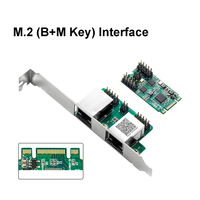 Tarjeta Ethernet Dual Gigabit Lekuo M.2 B+M Key RTL8111H PCIe X1 Interna con Cable para PC Industrial y Sistemas NAS Integrados en Stock