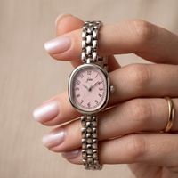 Jam Tangan Wanita Oval Vintage Minimalis Elegan, Quartz, Berbagai Warna, Fashion Mewah, Dial Kecil, Grosir