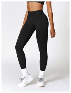 Leggings Deportivos Personalizados para Mujer sin Costuras y Efecto Fruncido en los Glúteos, a Prueba de Camel Toe, con Espalda en V, para Fitness, Entrenamiento y Correr, Pantalones de Yoga de Color Sólido - Product Image 2