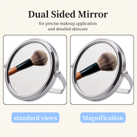 Miroir cosmétique portable double face compact pliable de 4 pouces avec cadre métallique personnalisé