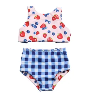 2024 Baby Kids Girl Swimsuit Summer Child Print Swimwear Water Sports Top Shorts Swim Clothes Set Beach Bathing Costume