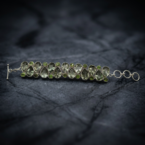 Art Palace Women's Silver Plated Geometric <b>Beaded</b> <b>Bracelet</b> with Pear Cut Crystal Rhinestones Classic Gift Jewelry - Product Image 2