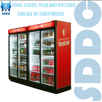 Réfrigérateur commercial vertical pour boissons avec porte vitrée pour supermarché