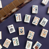 Tuiles de Mahjong américaines en acrylique imprimées sur mesure, jeu de Mahjong de luxe portable pour jeu de table