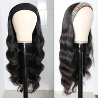 Perruque Msbeauty 100% Cheveux Humains Brésiliens Remy Ondulés Effet Mouillé pour Lace Transparente Couleur Naturelle # 1B Longueur longue