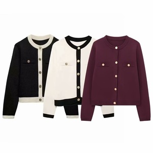 Cardigan Corto Casual da Donna a Maniche Lunghe Lavorato a Maglia, Monopetto a Tinta Unita, Maglione Esterno Personalizzato alla Moda per l'Inverno - Product Image 4