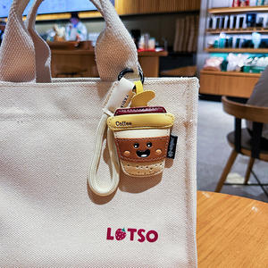 Porte-clés créatif en cuir PU, motif frites et thé au lait, mignon, écologique, durable, exquis, pendentif de sac pour couple, petit cadeau - Product Image 4