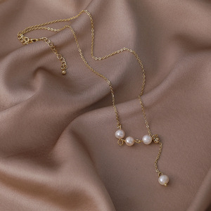Collar de Perlas Barrocas para Mujer, Cadena Grande de Acero Inoxidable con Diamantes, Joyería Hecha a Mano, Resistente al Agua, Estilo Dropshipping - Product Image 5