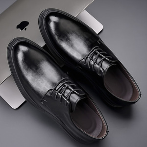 Zapatos de Vestir de Cuero Suave para Hombre, Negros, Formales, para Boda, Negocios, Oficina, Oxfords Antideslizantes, Resistentes al Desgaste, Estilo Juvenil - Product Image 3