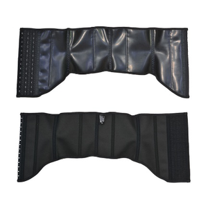 Ceinture amincissante en cuir noir de haute qualité avec boucle en fer, coupe longue devant et courte derrière, pour le contrôle des hanches, tailles XXXS-4XL, crochets brillants - Product Image 5