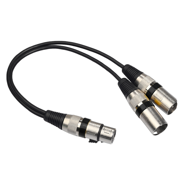 New 3-Pin XLR Female Jack to Dual Male Plug Y Splitter Extension Cable for Amplifier Speaker Headphone Mixer 1080p Resolution