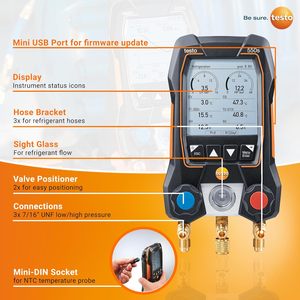 Testo 550s Ac Manifold Gauge Set With Clamps And Micron Gauge For Hvac Systems - Product Image 2