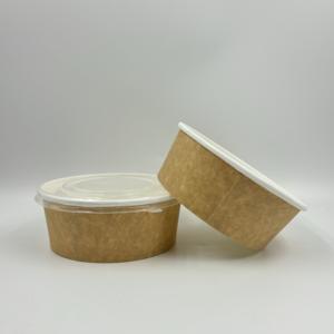 ชามกระดาษคราฟท์สีขาวแบบใช้ครั้งเดียวสำหรับใส่สลัด ข้าว อาหารกลางวัน เป็นมิตรกับสิ่งแวดล้อม พร้อมฝา PP - Product Image 5