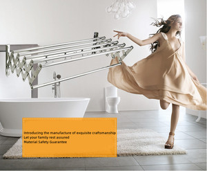 رف مناشف فولاذي مقاوم للصدأ قابل للتمديد والطي للتجفيف، يثبت على الحائط، 80 سم بـ 7 قضبان للحمام والشرفة والداخلي والخارجي - Product Image 4