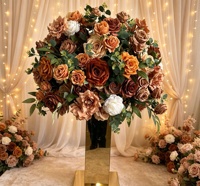 Centre de table vintage personnalisé, style rétro, avec boule florale, ensemble de fleurs en soie au toucher réel pour la décoration de table et d'allée de mariage vintage