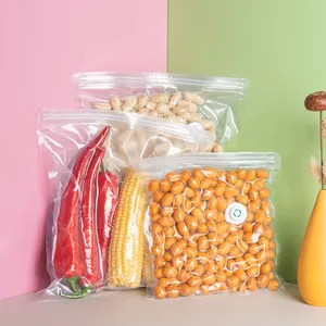 Wholesale Vacuum Zipper Bag For Food With Air Valve Transparent Seal Vacuum Storage Bag