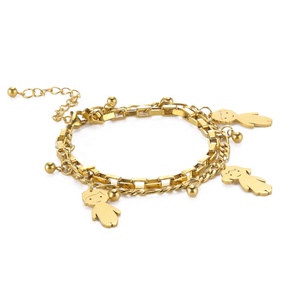 La vendita più calda Little Girl Little Boy Charm Cartoon Cute Character braccialetti per bambini placcati in <span class=keywords><strong>oro</strong></span> per regali di compleanno - Product Image 4