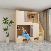 Lit superposé de luxe sur mesure en bois massif, écologique, avec rangement, pour dortoir, appartement, usage commercial, haute qualité, vente en gros