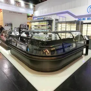 Portable supermarket energy saving meat open display refrigeration equipment commercial sushi display chiller home for sale