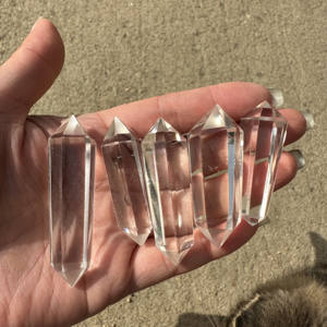 Torre de varita de cristal de cuarzo transparente de alta calidad, estilo Feng Shui, decoración espiritual de piedra terminada de doble punto transparente Natural - Product Image 5