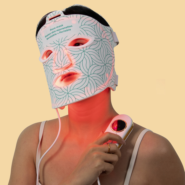 Silicone Hand Held LED Facial Mask with Red Light Therapy High Intensity IPX5 Waterproof for Home Use