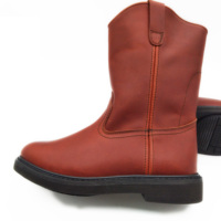 Sepatu Chukka Kulit Sapi Coklat Berkualitas Tinggi Anti Air Pria dengan Sol Goodyear, Anti Selip, Tinggi Mata Kaki, Model Western dengan Sol Karet Platform