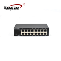 Mini Switch Ethernet de 16 Puertos 10/100Mbps Sin Administración, Carcasa Metálica, Plug and Play, Montaje en Pared o Escritorio, Hub de Red