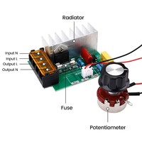 Régulateur de tension électrique SCR 4000W 0-220V AC, contrôleur de vitesse de moteur, variateur de vitesse avec assurance thermique